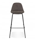 Tabouret de bar GIRON en microfibre gris foncé et pied en métal noir - 