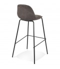 Tabouret de bar GIRON en microfibre gris foncé et pied en métal noir - 