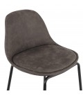 Tabouret de bar GIRON en microfibre gris foncé et pied en métal noir - 