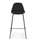 Tabouret de bar BULMA en tissu noir et pied en métal noir - 