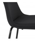 Tabouret de bar BULMA en tissu noir et pied en métal noir - 