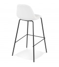 Tabouret de bar PLUMAR en tissu bouclé blanc et pied en métal noir - 