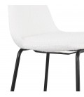 Tabouret de bar PLUMAR en tissu bouclé blanc et pied en métal noir - 