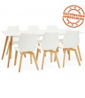 Table à manger design MADY blanche style scandinave 200x90 cm - 