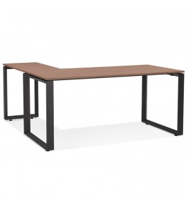 Bureau d'angle design BAKUS en bois finition Noyer et métal noir 160 cm