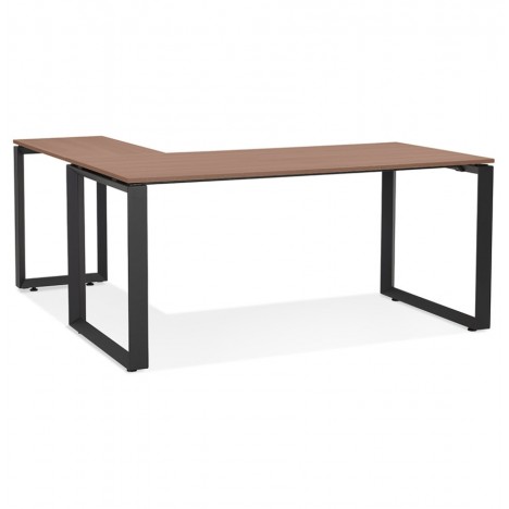 Bureau d'angle design BAKUS en bois finition Noyer et métal noir 160 cm - 