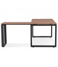 Bureau d'angle design BAKUS en bois finition Noyer et métal noir 160 cm - 