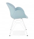 Chaise moderne FIDJI bleue avec pieds en métal blanc - 