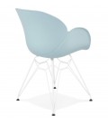 Chaise moderne FIDJI bleue avec pieds en métal blanc - 