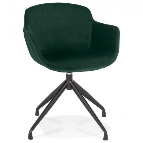 Chaise design avec accoudoirs GRAPIN en velours vert - 