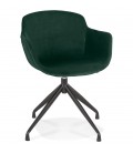 Chaise design avec accoudoirs GRAPIN en velours vert - 