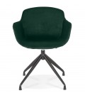 Chaise design avec accoudoirs GRAPIN en velours vert - 