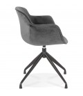 Chaise design avec accoudoirs GRAPIN en velours gris - 