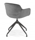 Chaise design avec accoudoirs GRAPIN en velours gris - 