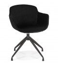 Chaise design avec accoudoirs GRAPIN en velours noir - 