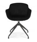 Chaise design avec accoudoirs GRAPIN en velours noir - 