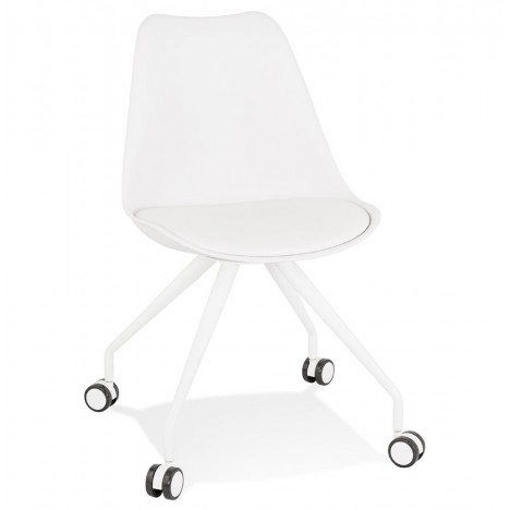 Chaise de bureau sur roulettes SKIN blanche avec structure en métal blanc - 