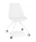 Chaise de bureau sur roulettes SKIN blanche avec structure en métal blanc - 