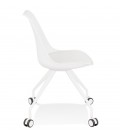 Chaise de bureau sur roulettes SKIN blanche avec structure en métal blanc - 