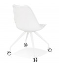 Chaise de bureau sur roulettes SKIN blanche avec structure en métal blanc - 