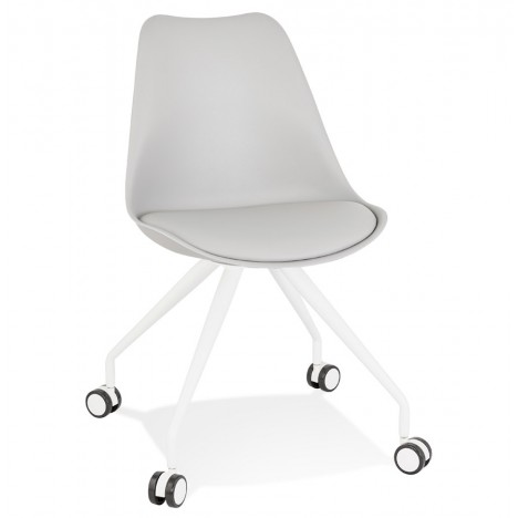 Chaise de bureau sur roulettes SKIN grise avec structure en métal blanc - 