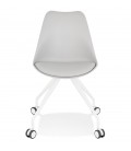 Chaise de bureau sur roulettes SKIN grise avec structure en métal blanc - 