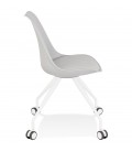 Chaise de bureau sur roulettes SKIN grise avec structure en métal blanc - 