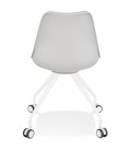 Chaise de bureau sur roulettes SKIN grise avec structure en métal blanc - 