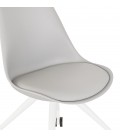 Chaise de bureau sur roulettes SKIN grise avec structure en métal blanc - 