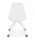 Chaise de bureau sur roulettes STEF en tissu bouclé et métal blanc - 