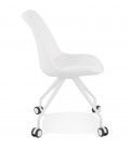 Chaise de bureau sur roulettes STEF en tissu bouclé et métal blanc - 