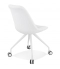 Chaise de bureau sur roulettes STEF en tissu bouclé et métal blanc - 