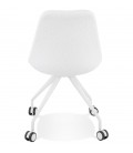 Chaise de bureau sur roulettes STEF en tissu bouclé et métal blanc - 