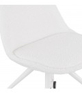 Chaise de bureau sur roulettes STEF en tissu bouclé et métal blanc - 