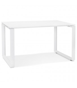 Petit bureau droit design BAKUS en bois et métal blanc 120x60 cm