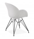 Chaise design PLANET en tissu gris clair avec pieds en métal noir - 