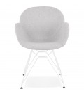 Chaise moderne ATOL en tissu gris clair avec pieds en métal blanc - 