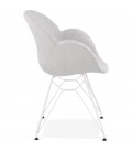 Chaise moderne ATOL en tissu gris clair avec pieds en métal blanc - 