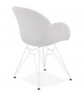 Chaise moderne ATOL en tissu gris clair avec pieds en métal blanc - 