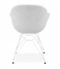 Chaise moderne ATOL en tissu gris clair avec pieds en métal blanc - 