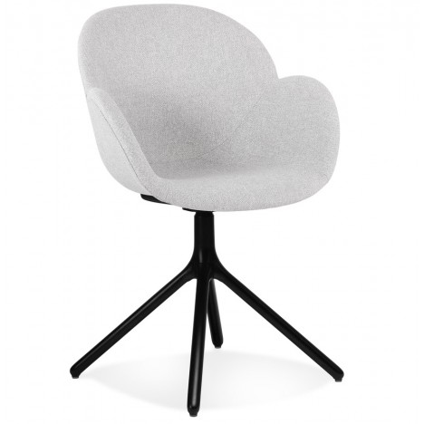 Chaise avec accoudoirs LIBRA en tissu gris clair et métal noir - 