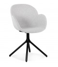 Chaise avec accoudoirs LIBRA en tissu gris clair et métal noir - 