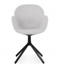 Chaise avec accoudoirs LIBRA en tissu gris clair et métal noir - 