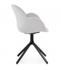 Chaise avec accoudoirs LIBRA en tissu gris clair et métal noir - 