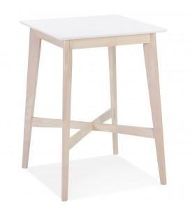 Table haute GALLINA en bois blanc et finition naturelle