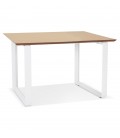 Bureau de direction droit GIMINI en bois finition naturelle et métal blanc 130x70 cm - 