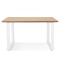 Bureau de direction droit GIMINI en bois finition naturelle et métal blanc 130x70 cm - 