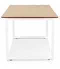 Bureau de direction droit GIMINI en bois finition naturelle et métal blanc 130x70 cm - 