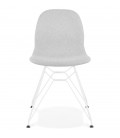 Chaise design DECLIK grise claire avec pieds en métal blanc - 