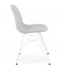 Chaise design DECLIK grise claire avec pieds en métal blanc - 